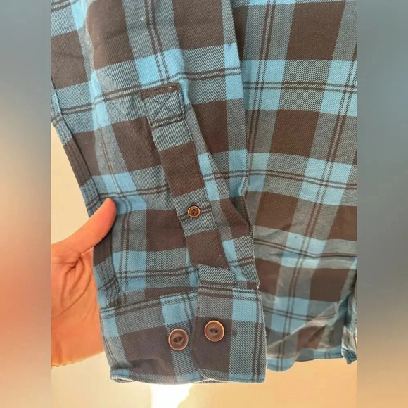 LL Bean Navy Blue Plaid Twill Button Shirt Traditional Fit L - Picture 6 of 11